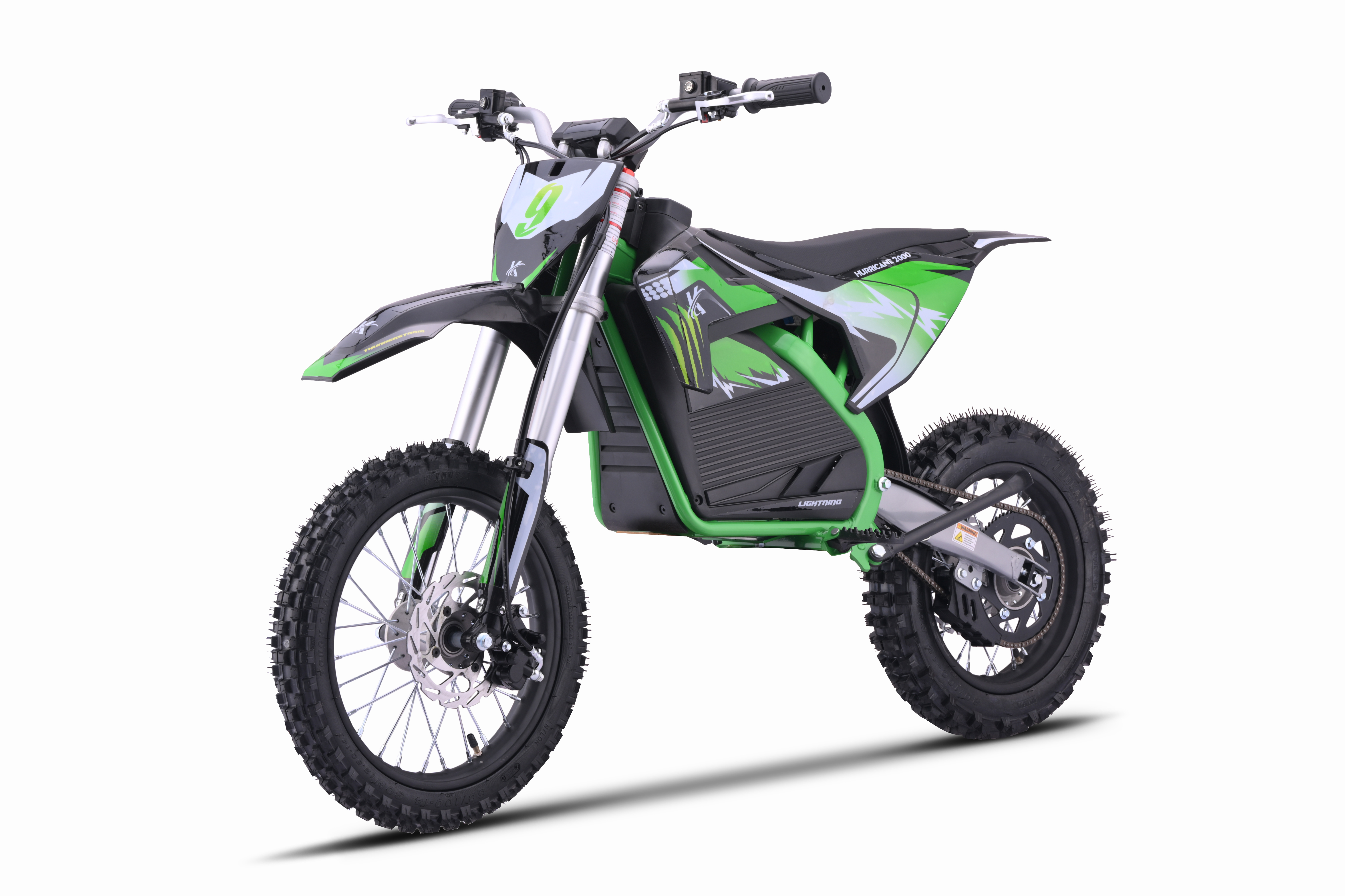 60V Elektro Kinder Moto Cross Dirt Bike HURRICANE 2000W grün